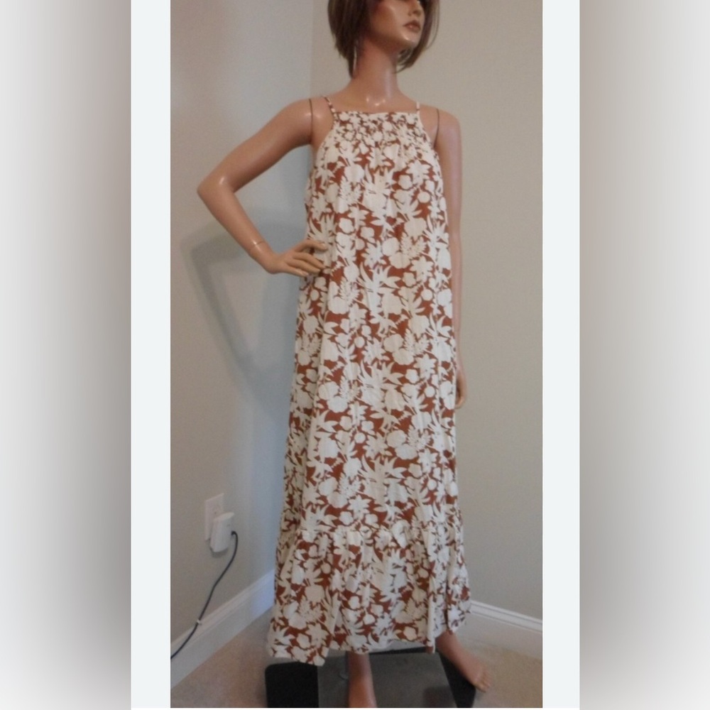 Cat & Jack Brown and Cream Floral Maxi Dress